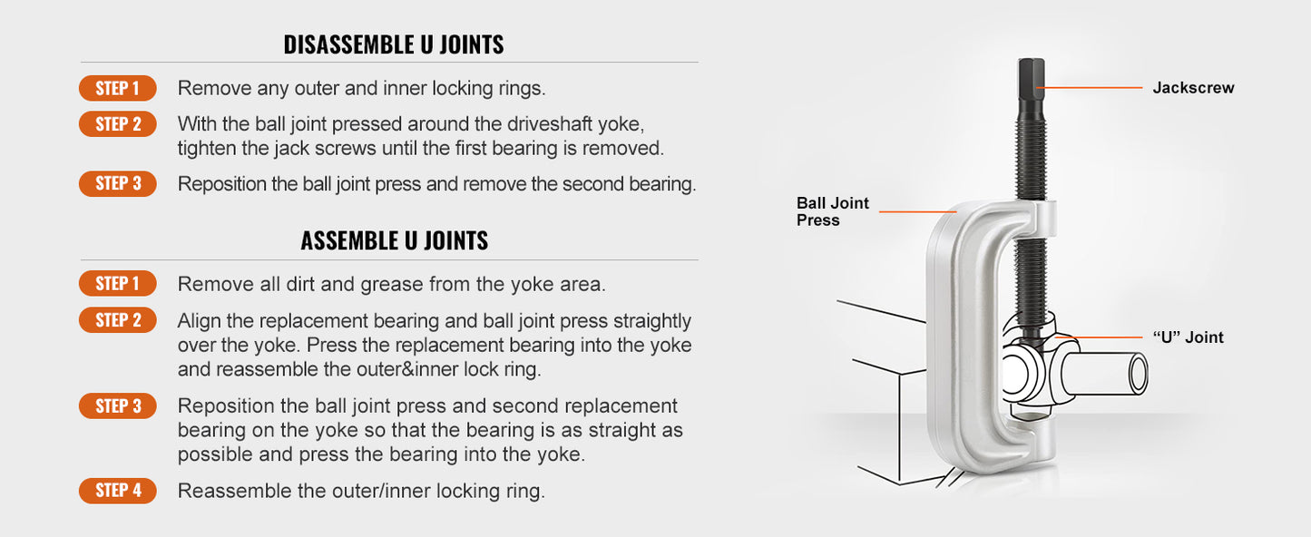 VEVOR 25 PCS Ball Joint Press Kit C-press Ball Joint Tools Steel Brake Anchor Pins Press and Removal Tools with Case