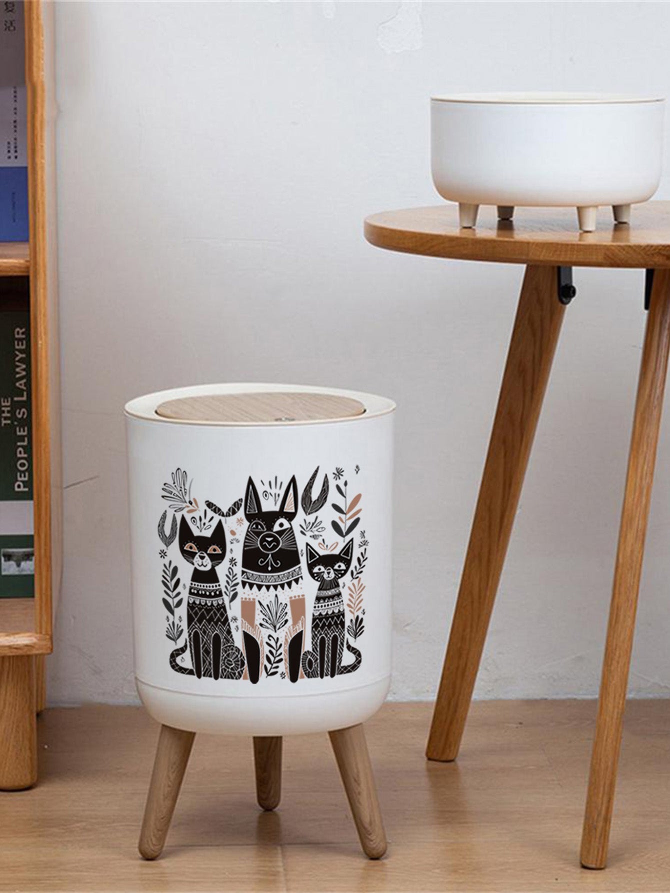 Cat Design round Home Office Rubbish Bin