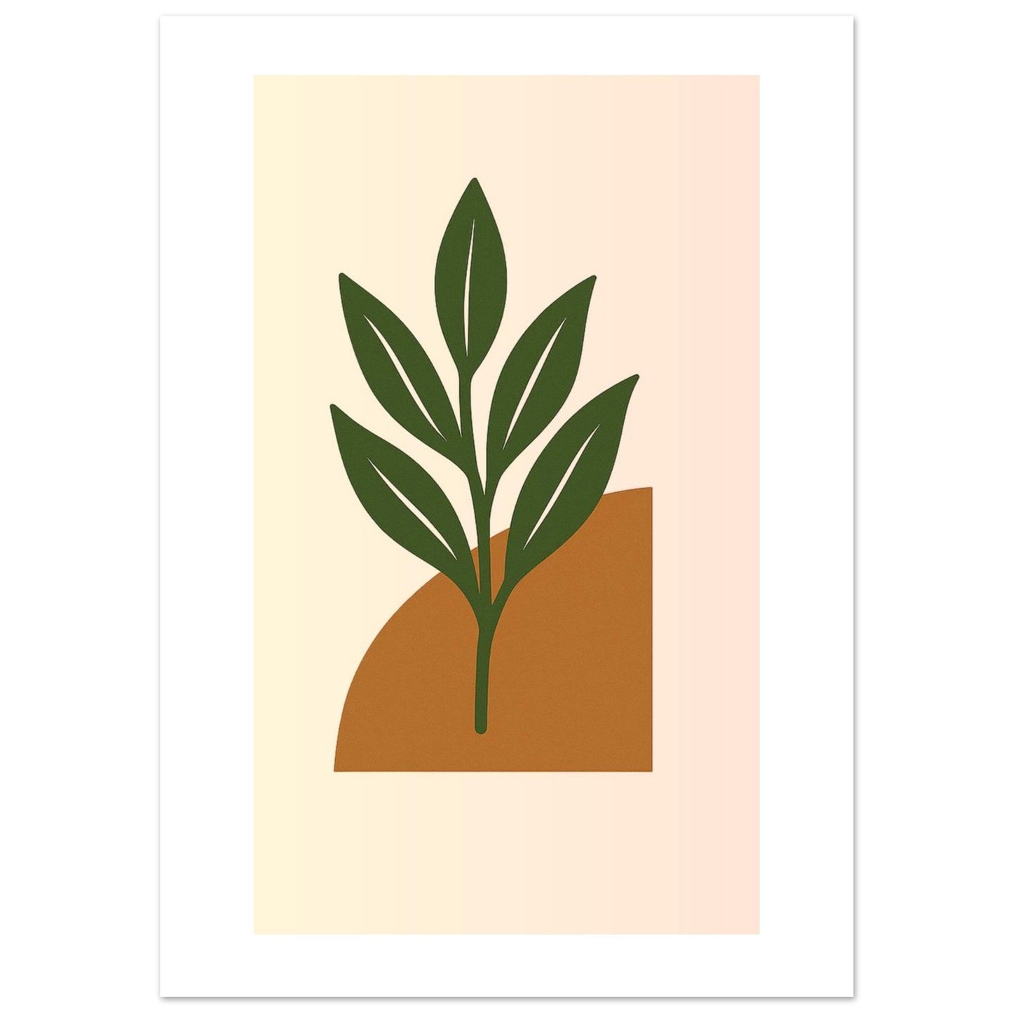 Minimalist Green Leaf & Terracotta Print – Botanical Wall Art