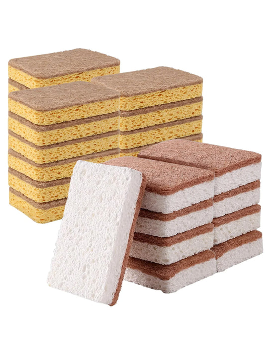 Biodegradable Kitchen Sponges – 3/6pcs Eco Cellulose & Hemp Scrub Set