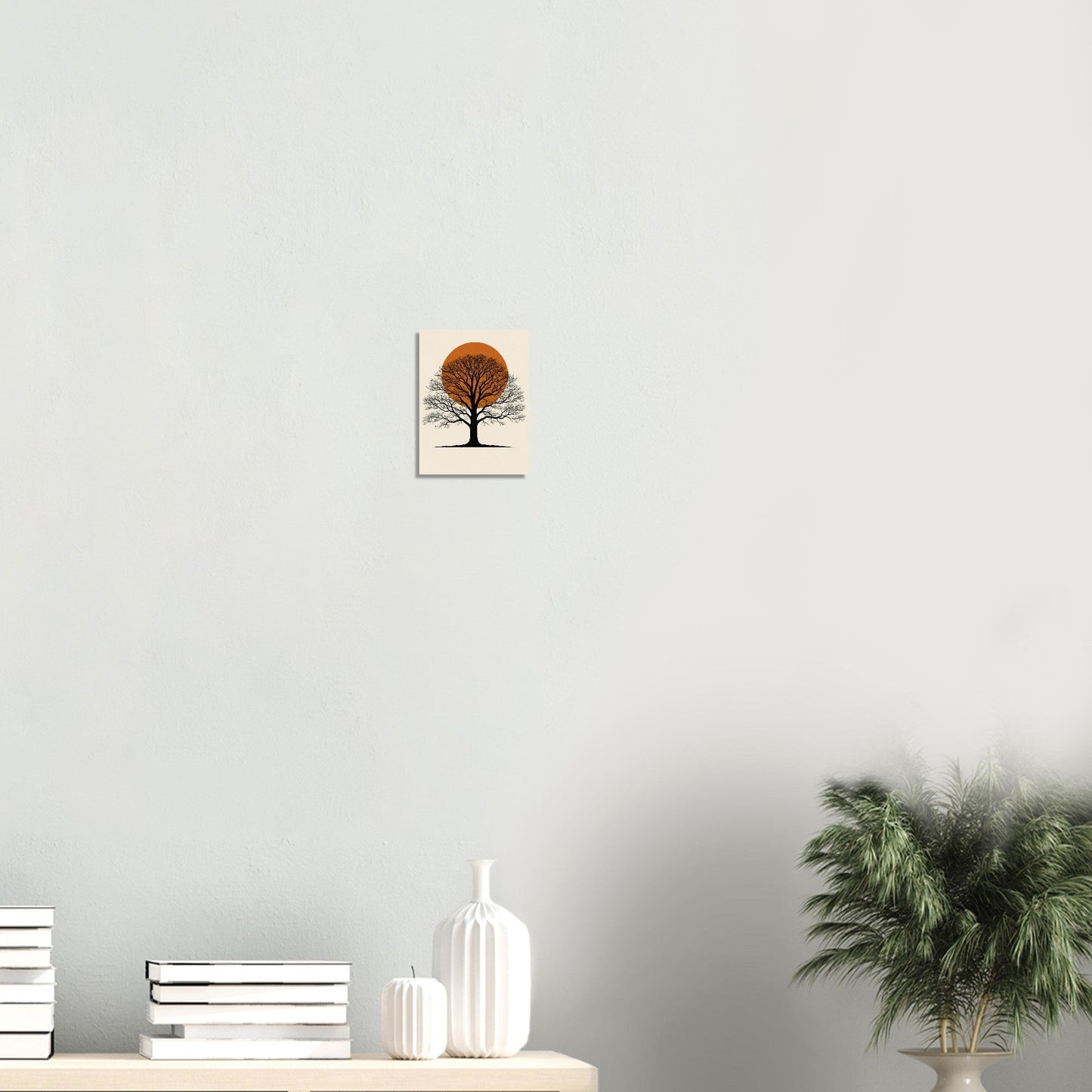 Orange Sun Oak Tree Poster – Minimalist Nature Wall Art