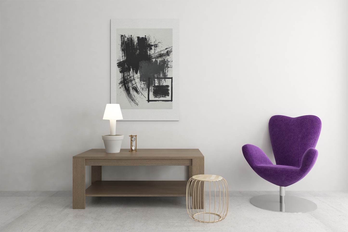 Bold Black Brushstroke Canvas – Minimal Abstract Wall Art | Modern Monochrome Decor