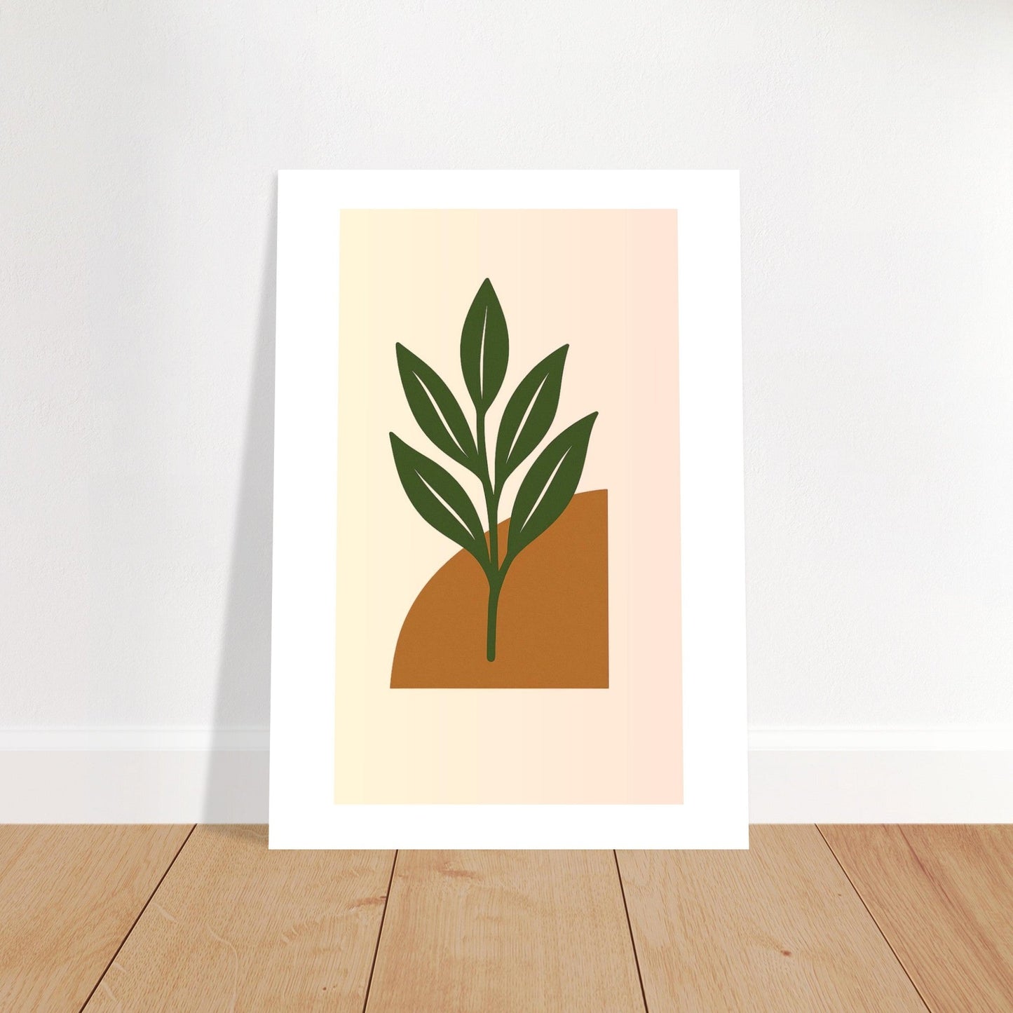 Minimalist Green Leaf & Terracotta Print – Botanical Wall Art