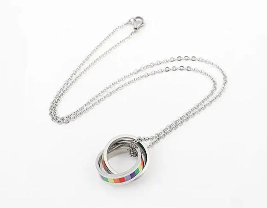 Rainbow Pride Couple Necklace in Titanium Steel
