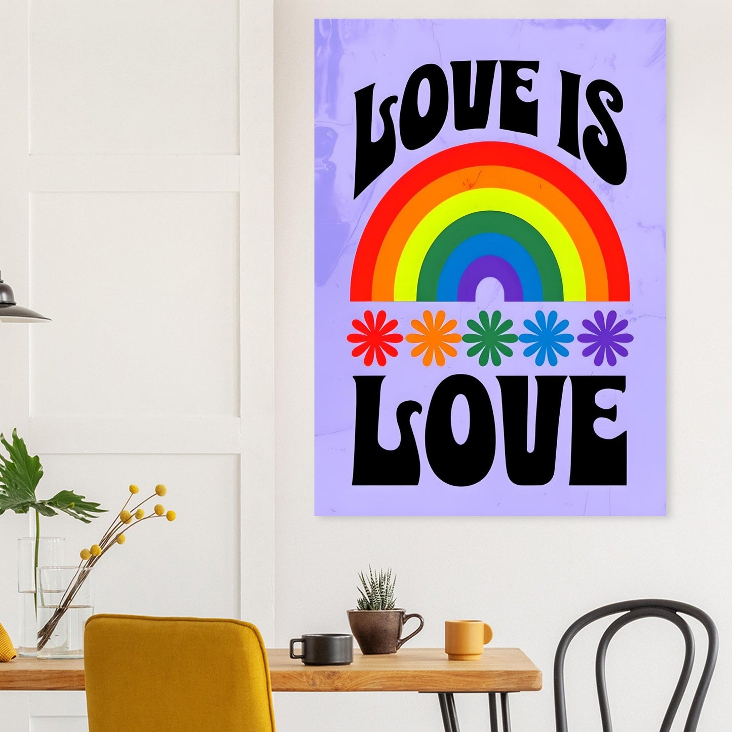 Love Is Love Rainbow Poster - Retro Pride Wall Art - Vibrant Home Decor