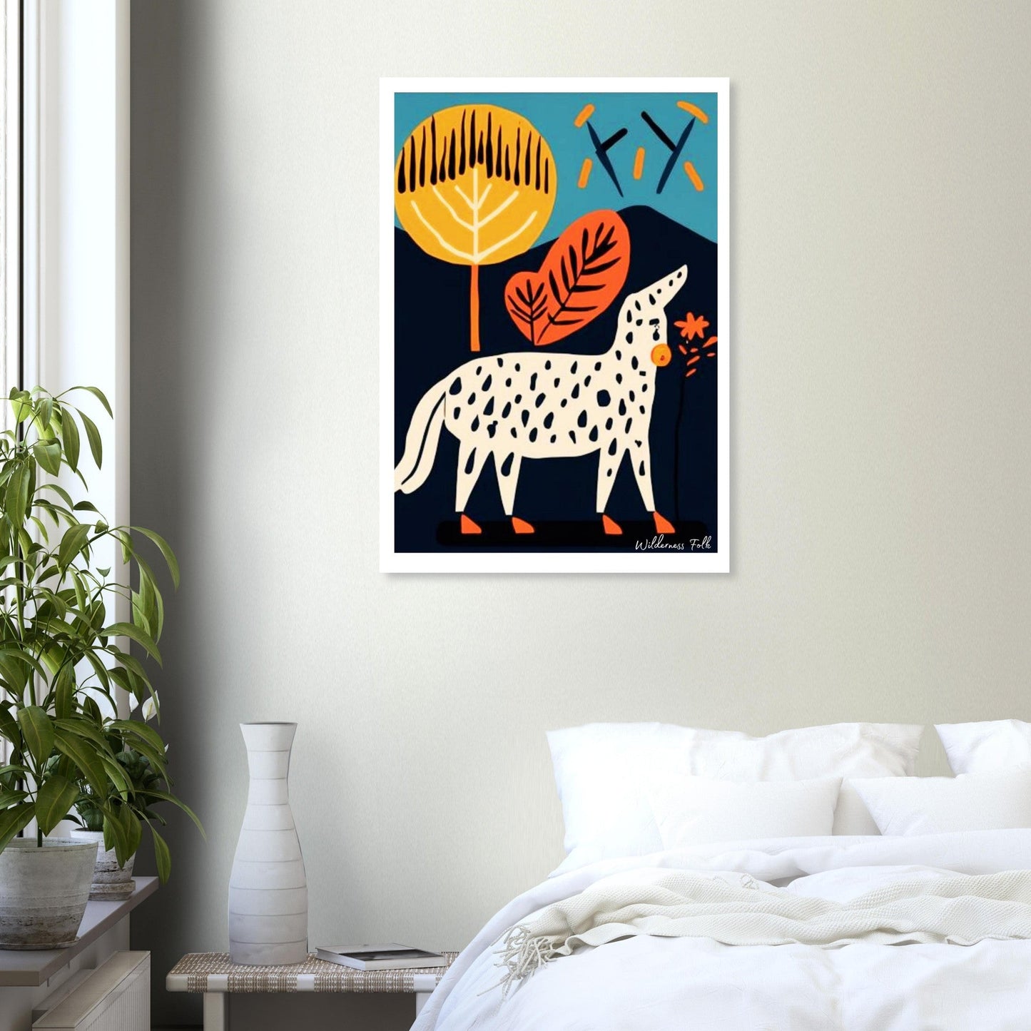Stylish Folk Art Poster - Modern Animal Illustration - Scandinavian Wall Décor