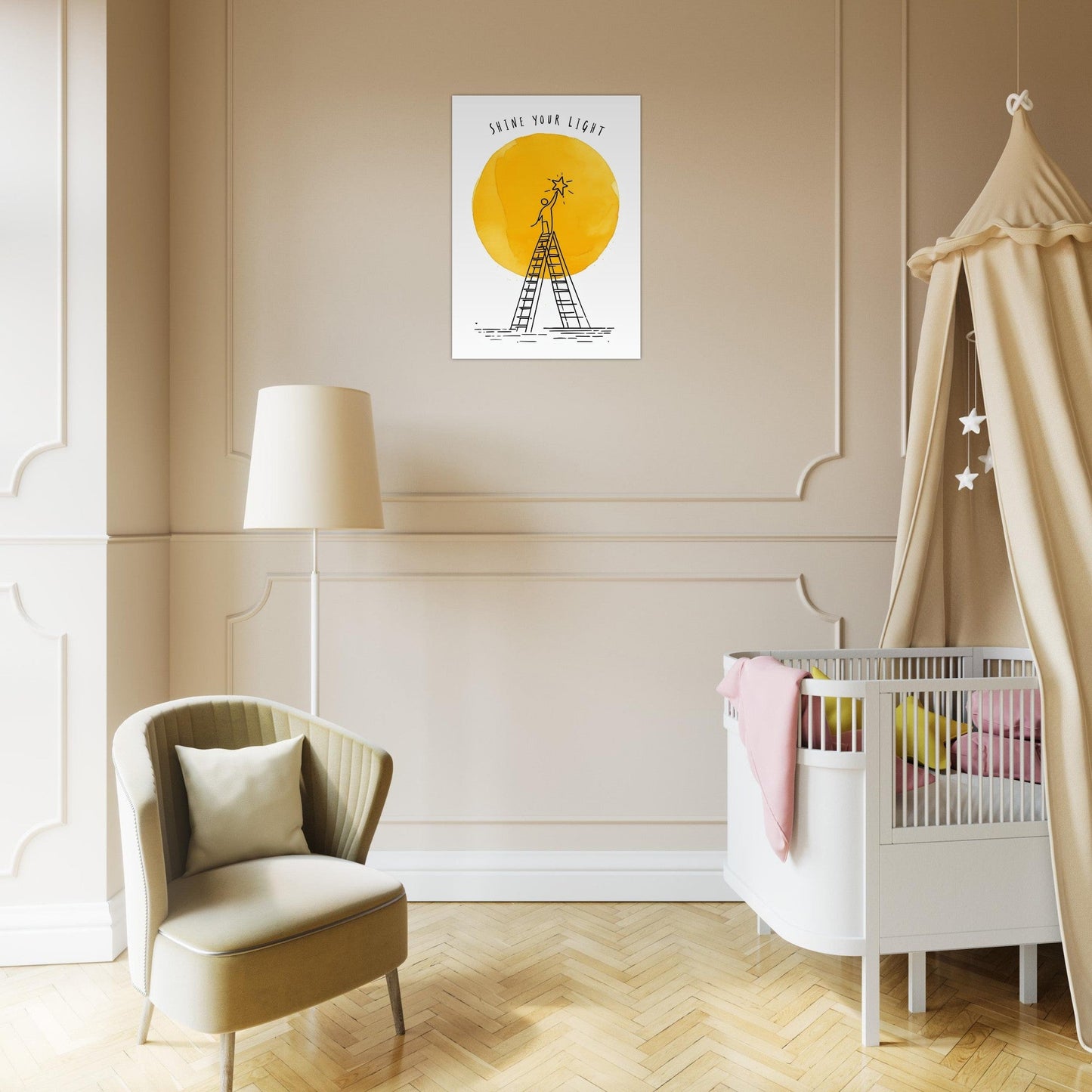 Shine Your Light Poster - Minimalist Inspirational Wall Art - Motivational Print for Home & Office Decor