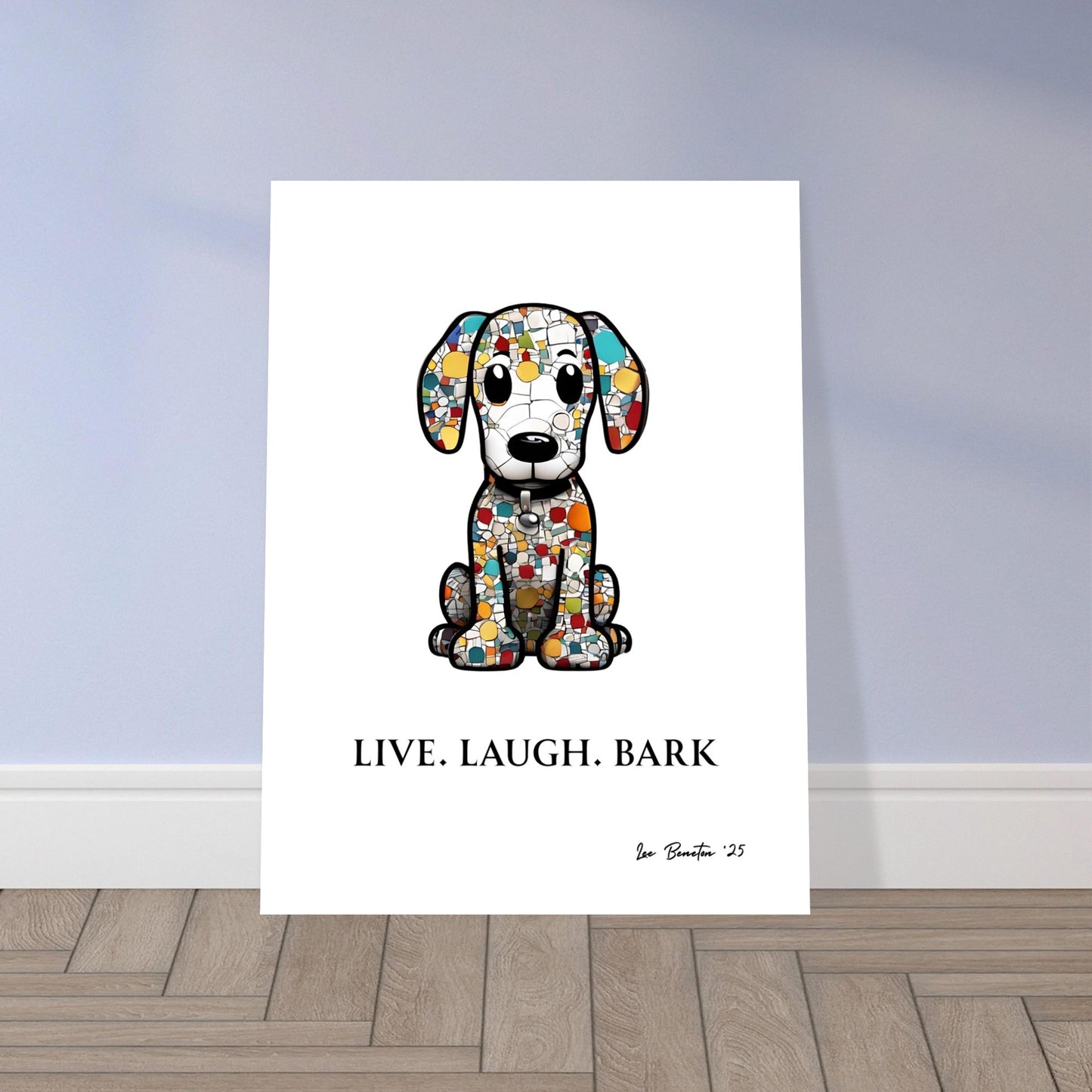 Mosaic Dog Art Print – Colorful Abstract Pet Poster | Stained Glass Inspired