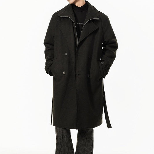 Double Breasted Men's Over the Knee Trench Coat