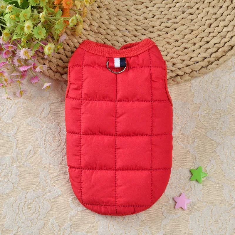 Winter Warm Dog Coat Jacket - Blue Red Pink Beige Coats for Small Pets - Manual Measurement May Have 1-3cm Error - Choose Larger Size if Pet Grows Fast
