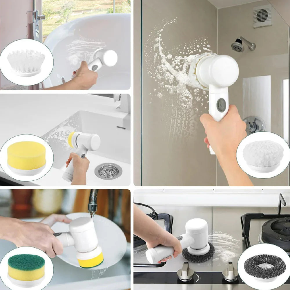 Magic Multi-Surface Cleaning Brush - Cordless Electric Scrubber with Interchangeable Heads