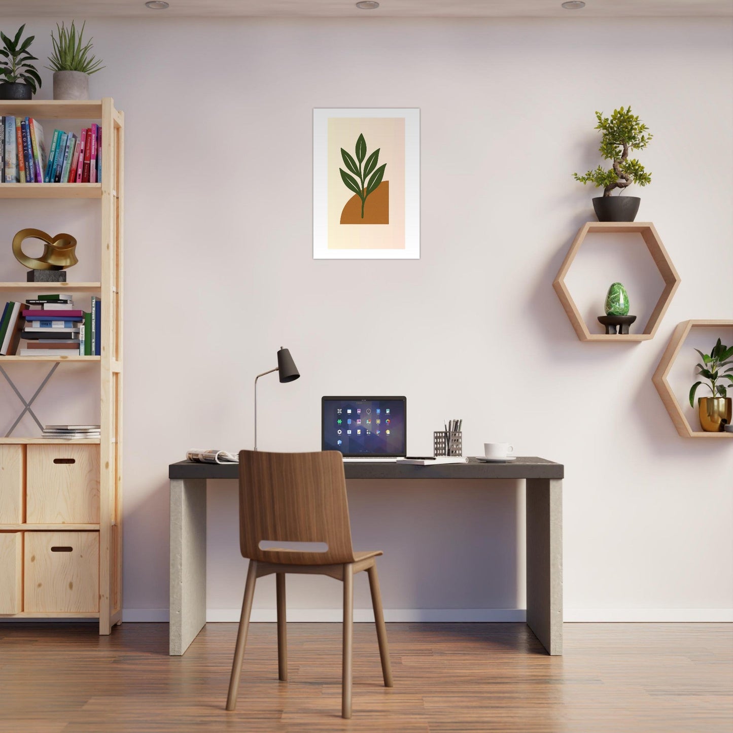Minimalist Green Leaf & Terracotta Print – Botanical Wall Art