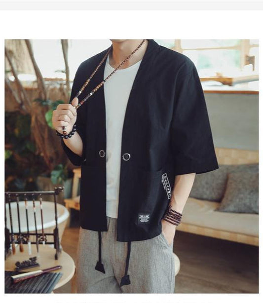 Men’s Three-Quarter Sleeve Tang-Inspired Cotton Jacket