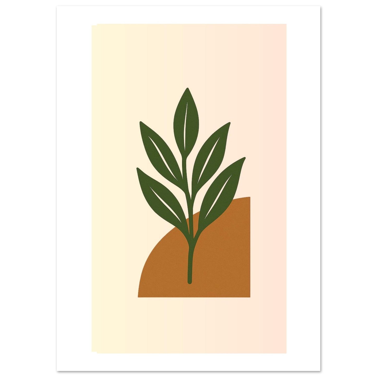 Minimalist Green Leaf & Terracotta Print – Botanical Wall Art