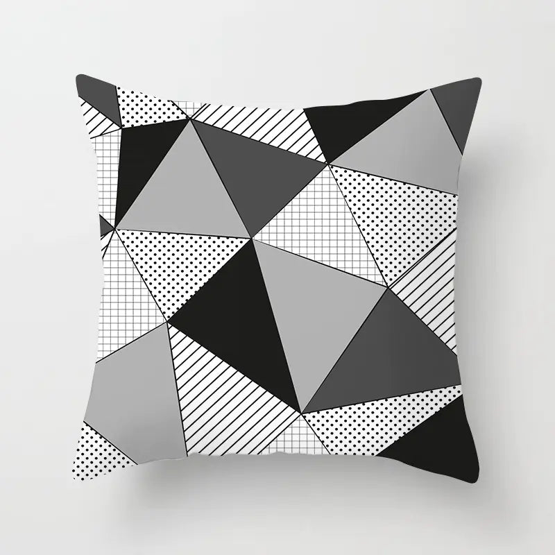 Yellow & Black Geometric Pillow Cover – Modern Abstract Cushion Case 45×45cm