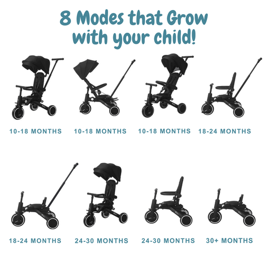 Foryourlittleone Xplor 6 in 1 Foldable Trike - Grey Olive (10m-5y)