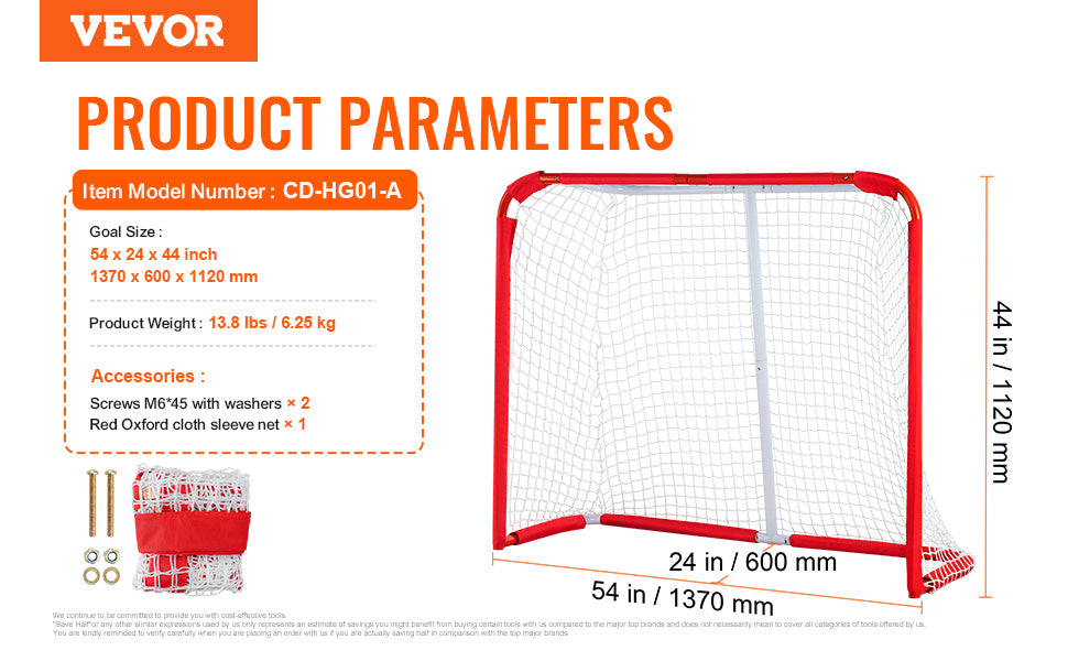VEVOR Youth Street Hockey Net Steel Hockey Goal Portable Lightweight Youth Street + Roller for Kids Hockey Training Goal Set