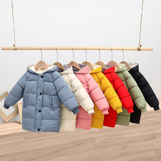 Kids Hooded Puffer Jacket, Thick Winter Cotton Coat for Boys & Girls (1–10 Years)