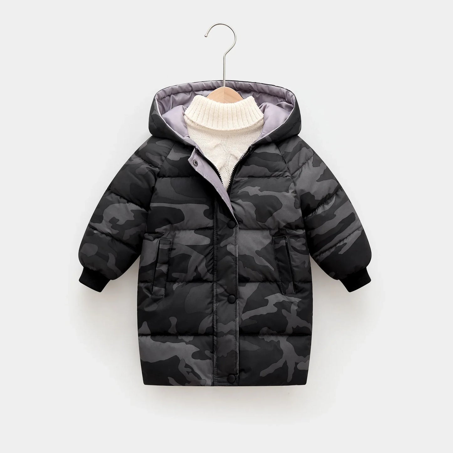 Kids Hooded Puffer Jacket, Thick Winter Cotton Coat for Boys & Girls (1–10 Years)