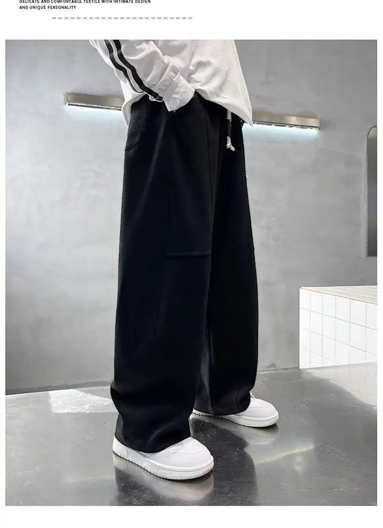 Kids Loose Cotton Sports Pants, Casual Wide-Leg Trousers for Boys & Girls