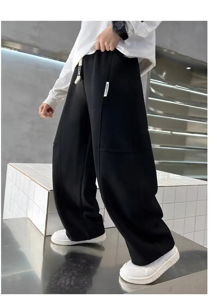 Kids Loose Cotton Sports Pants, Casual Wide-Leg Trousers for Boys & Girls