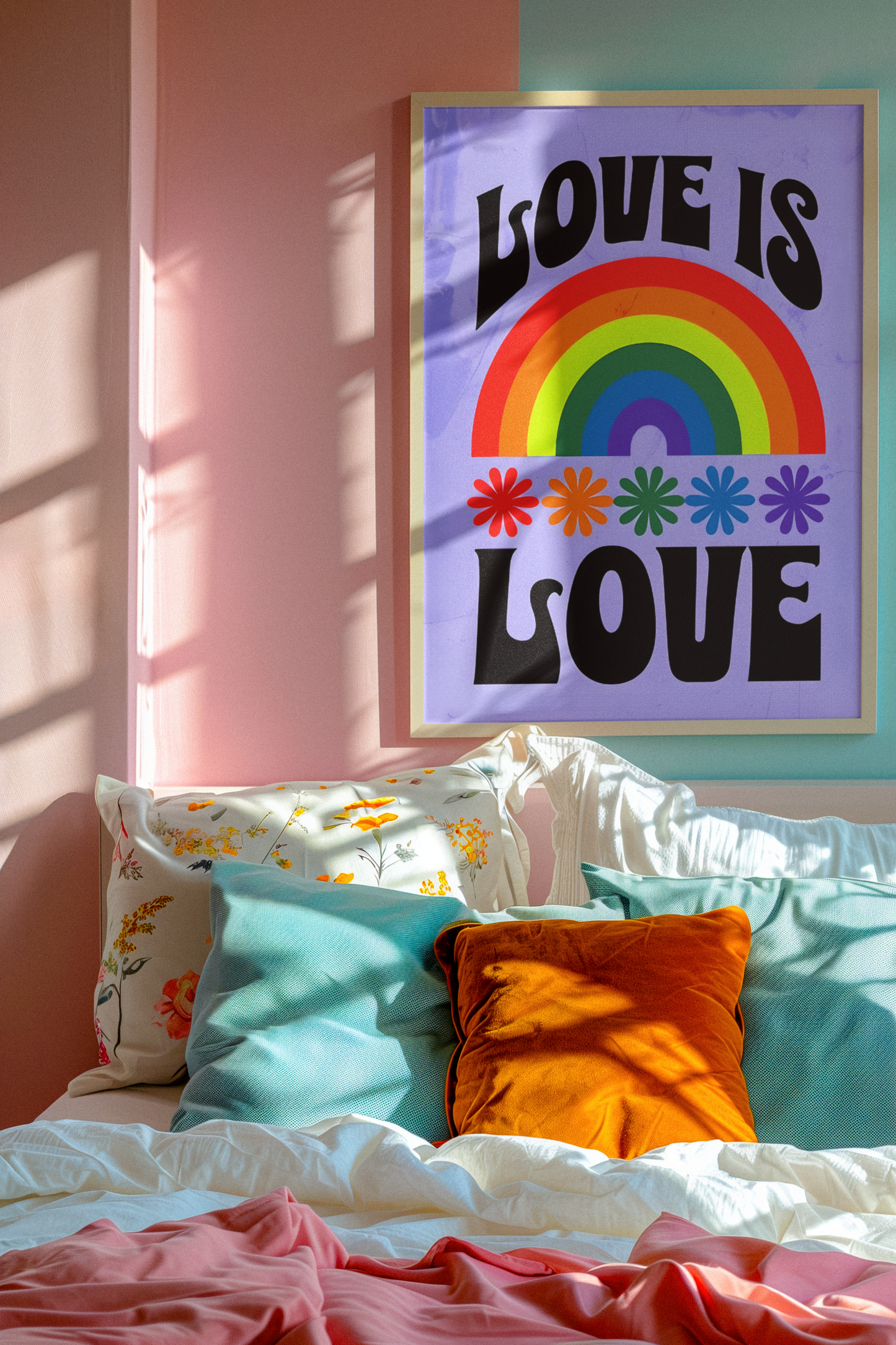 Love Is Love Rainbow Poster - Retro Pride Wall Art - Vibrant Home Decor