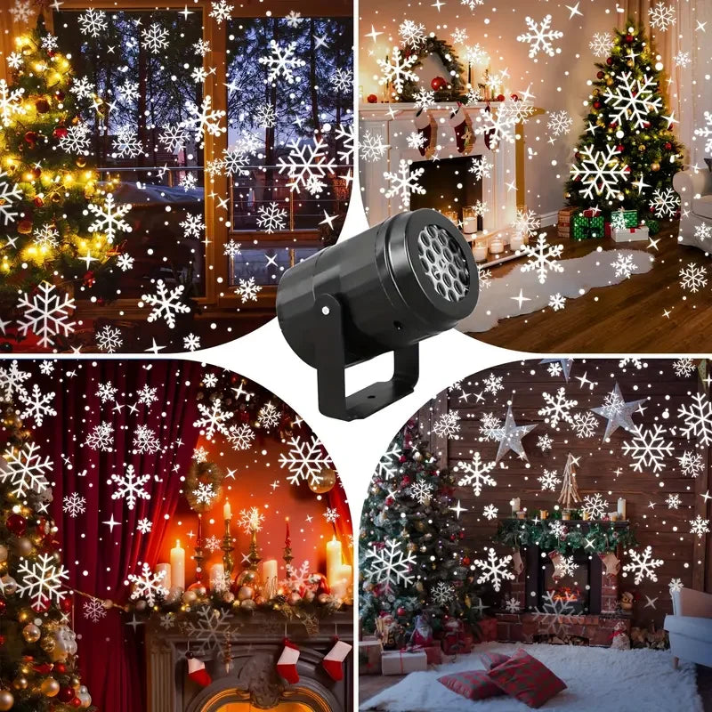 LED Snowflake Christmas Projector Light – Rotating USB Indoor Lamp