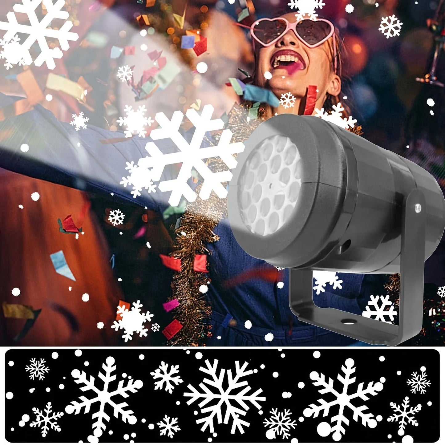 LED Snowflake Christmas Projector Light – Rotating USB Indoor Lamp