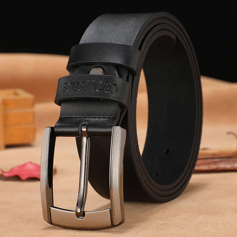 Men’s Genuine Leather Belt – Classic Designer Buckle Strap