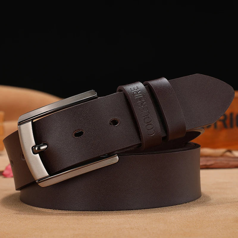 Men’s Genuine Leather Belt – Classic Designer Buckle Strap