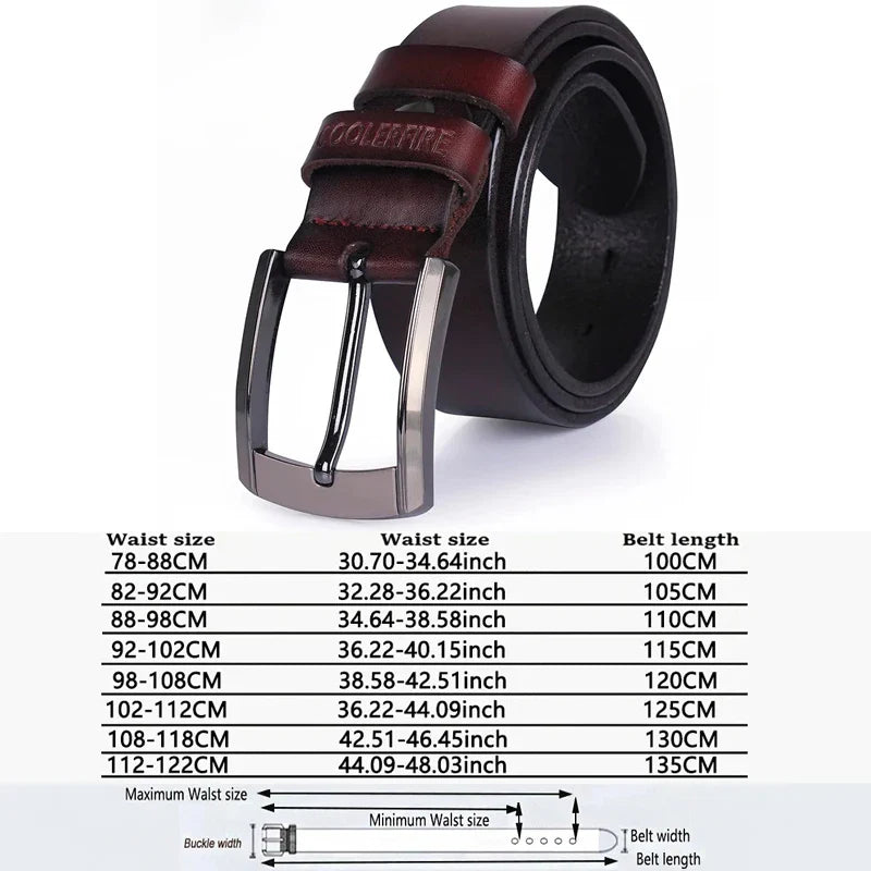 Men’s Genuine Leather Belt – Classic Designer Buckle Strap