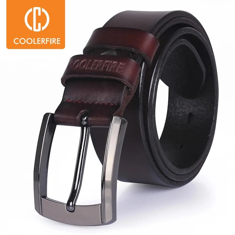 Men’s Genuine Leather Belt – Classic Designer Buckle Strap