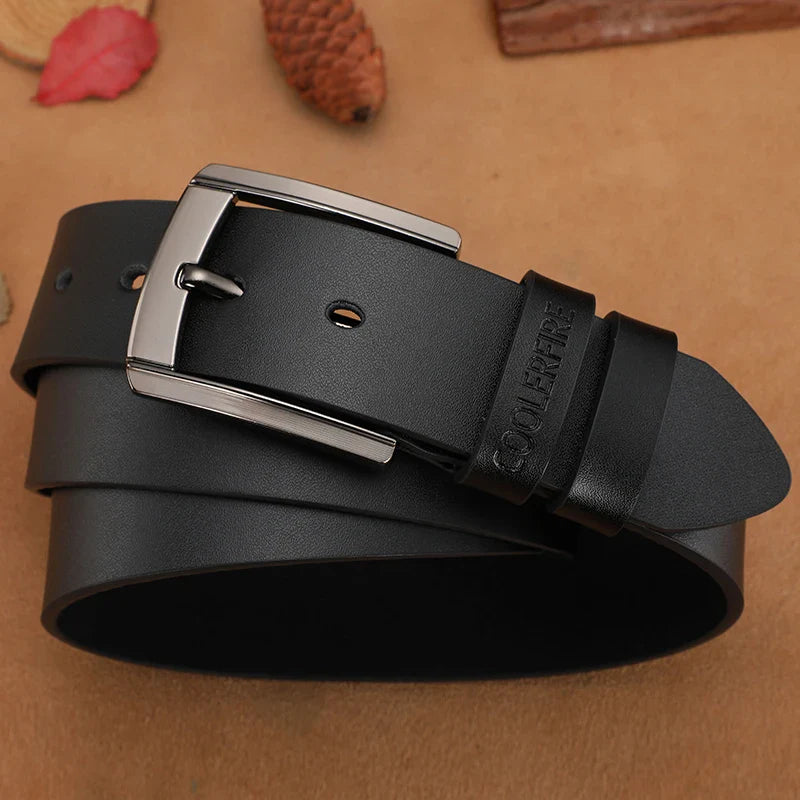 Men’s Genuine Leather Belt – Classic Designer Buckle Strap