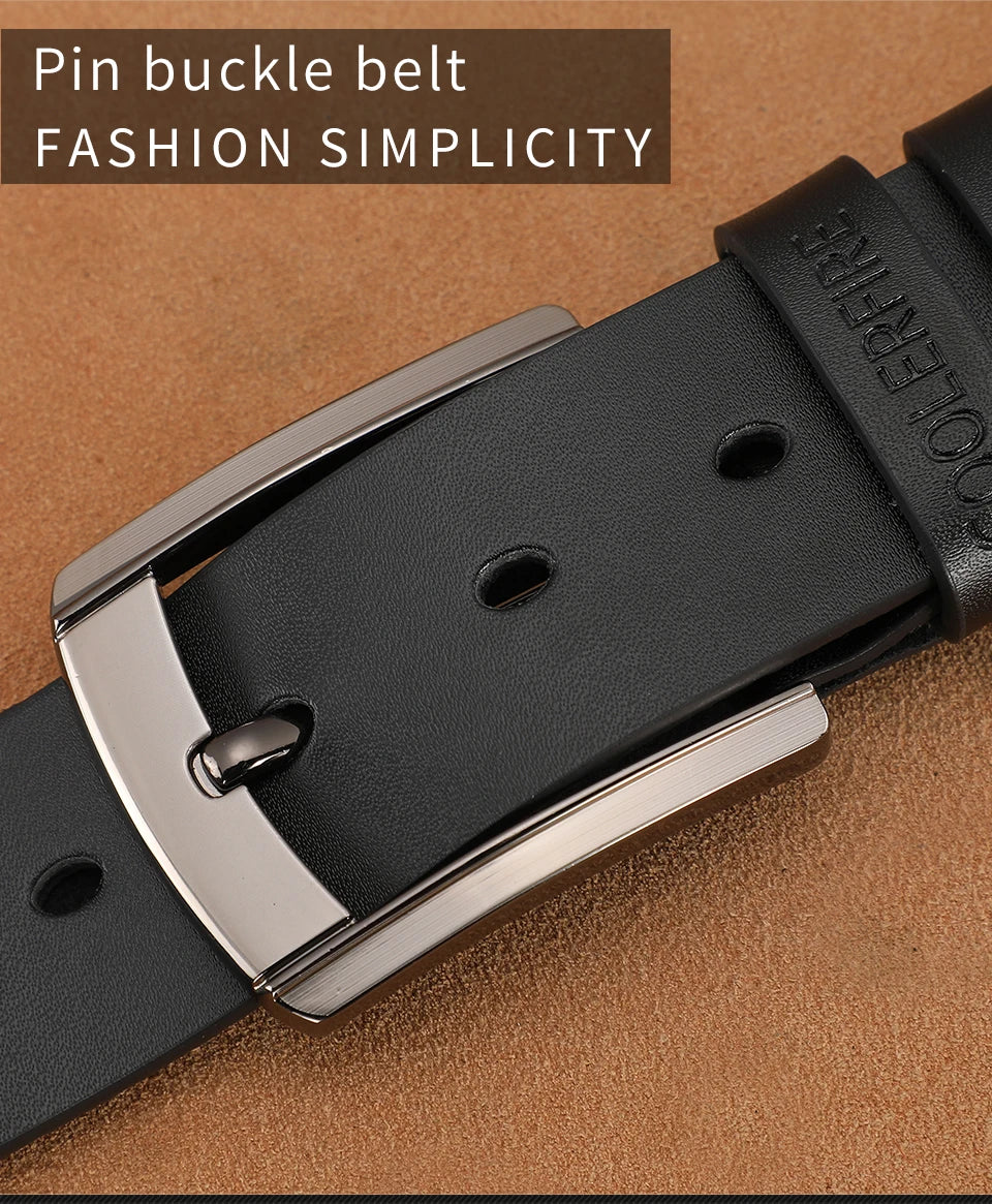 Men’s Genuine Leather Belt – Classic Designer Buckle Strap