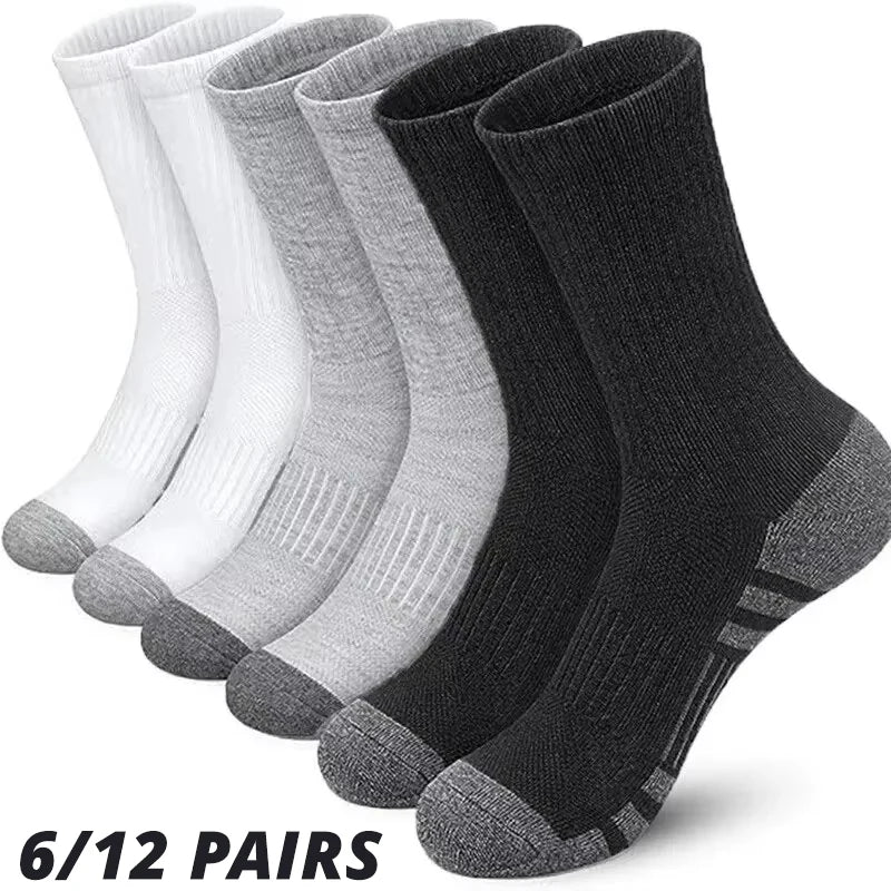 Men’s Gym & Outdoor Socks – 6 or 12 Pairs Soft Grip Crew