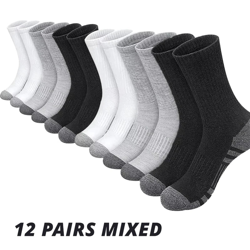Men’s Gym & Outdoor Socks – 6 or 12 Pairs Soft Grip Crew