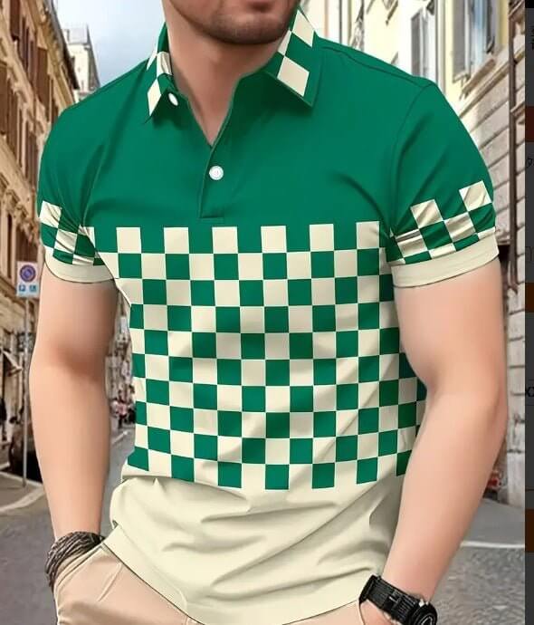 Men's Short Sleeve Polo Shirt with Printed Design, Loose Fit in Various Colors and Sizes S-6XL
