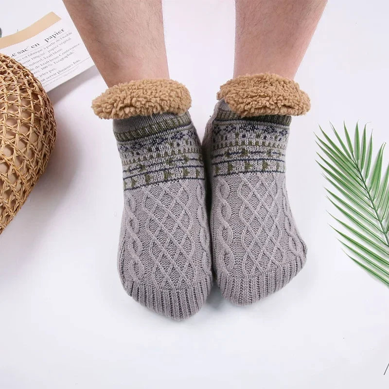 Men’s Thermal Fluffy Slipper Socks – Winter Warm Non-Slip