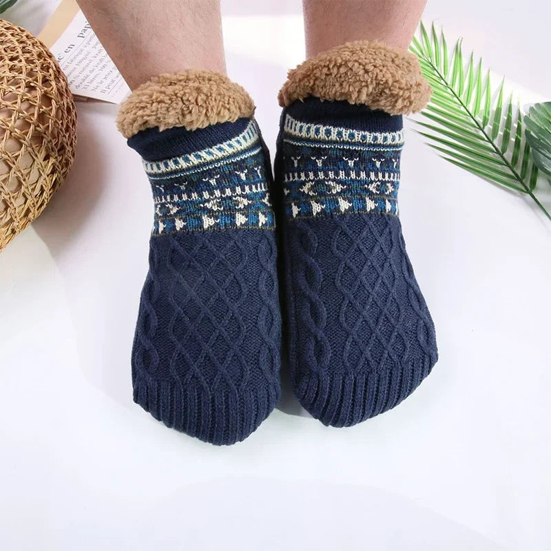 Men’s Thermal Fluffy Slipper Socks – Winter Warm Non-Slip