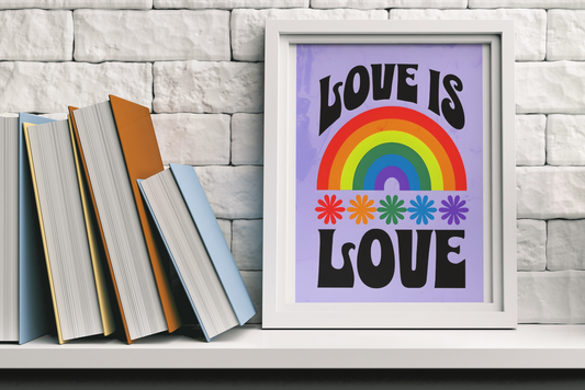 Love Is Love Rainbow Poster - Retro Pride Wall Art - Vibrant Home Decor