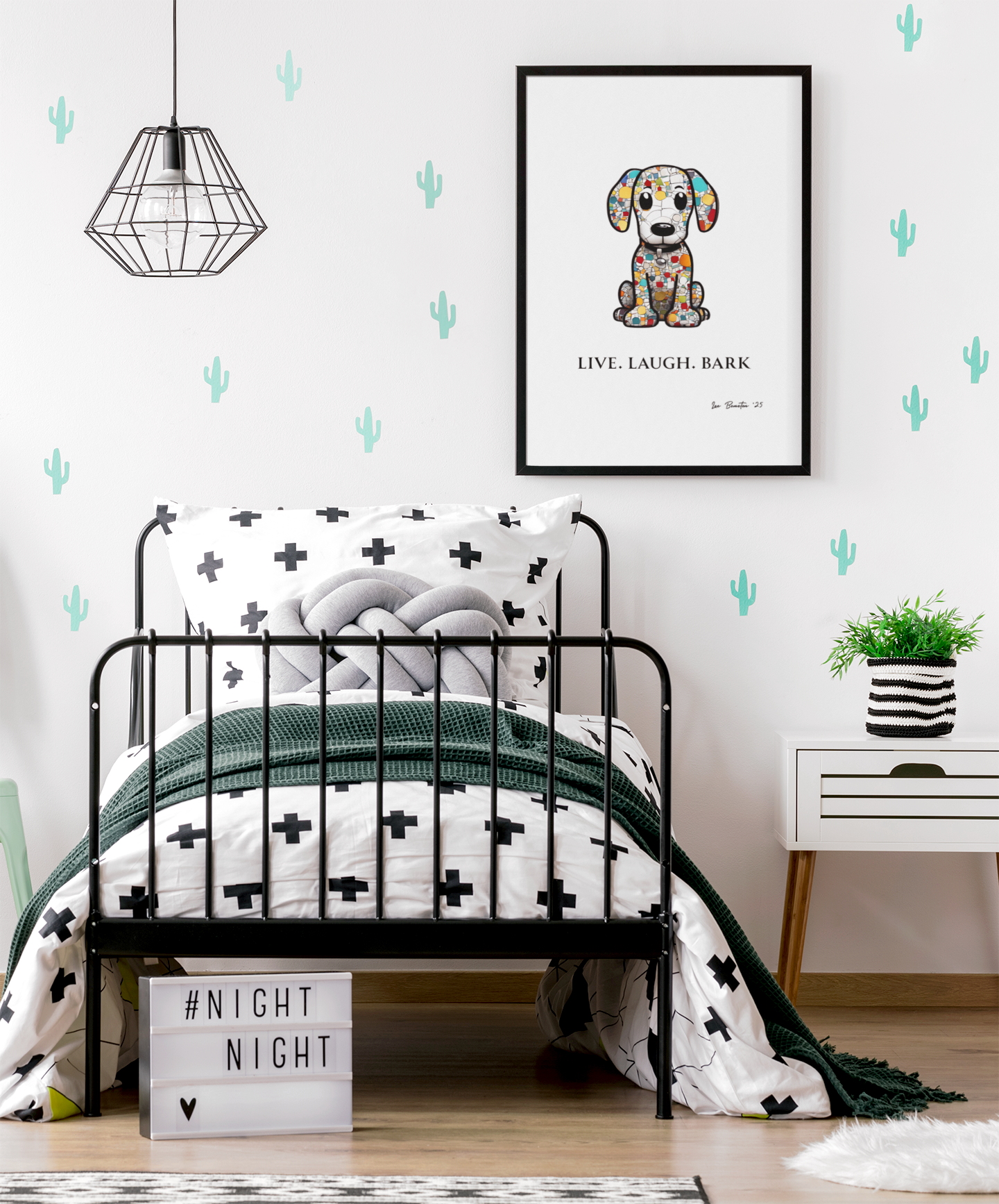 Mosaic Dog Art Print – Colorful Abstract Pet Poster | Stained Glass Inspired