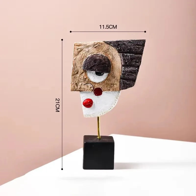 Nordic Style Abstract Face Art Sculptures – Modern Resin Figurines for Home Decor