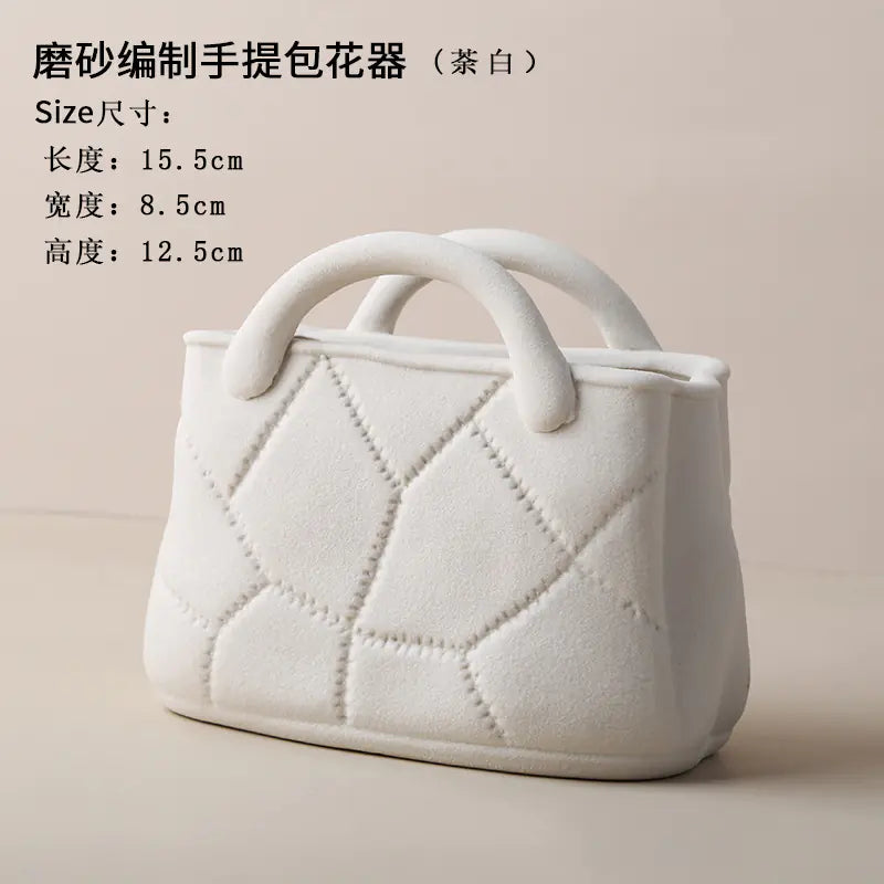 Ceramic Handbag Vase – Modern Morandi Style Tote Flower Pot