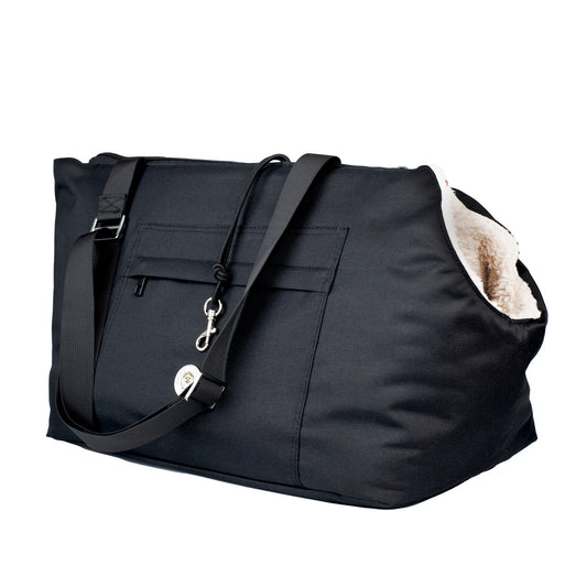 Soho Poms Black & Cream Rainy Bear Pet Carrier - Ideal for Dogs & Cats