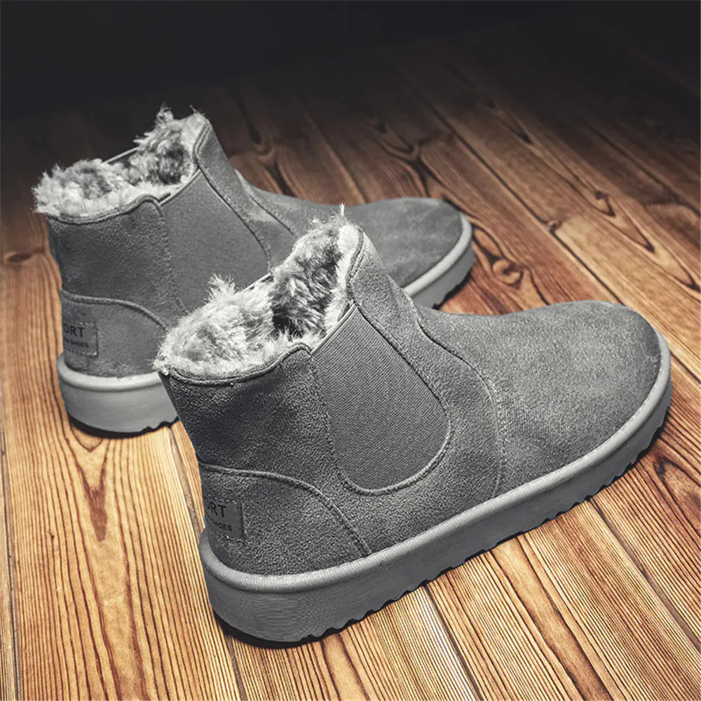 Men's Leather Ankle Boots with Warm Fur