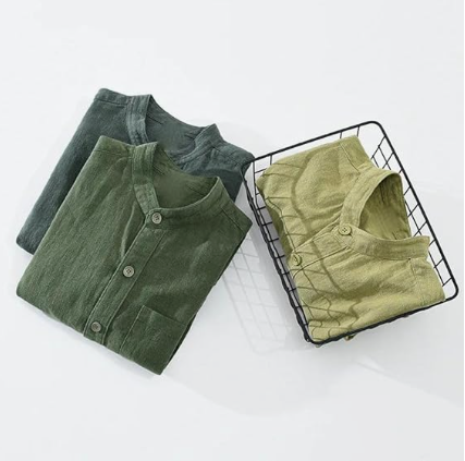 Apollo Pad Long Sleeve Cotton-Linen Shirt for Men