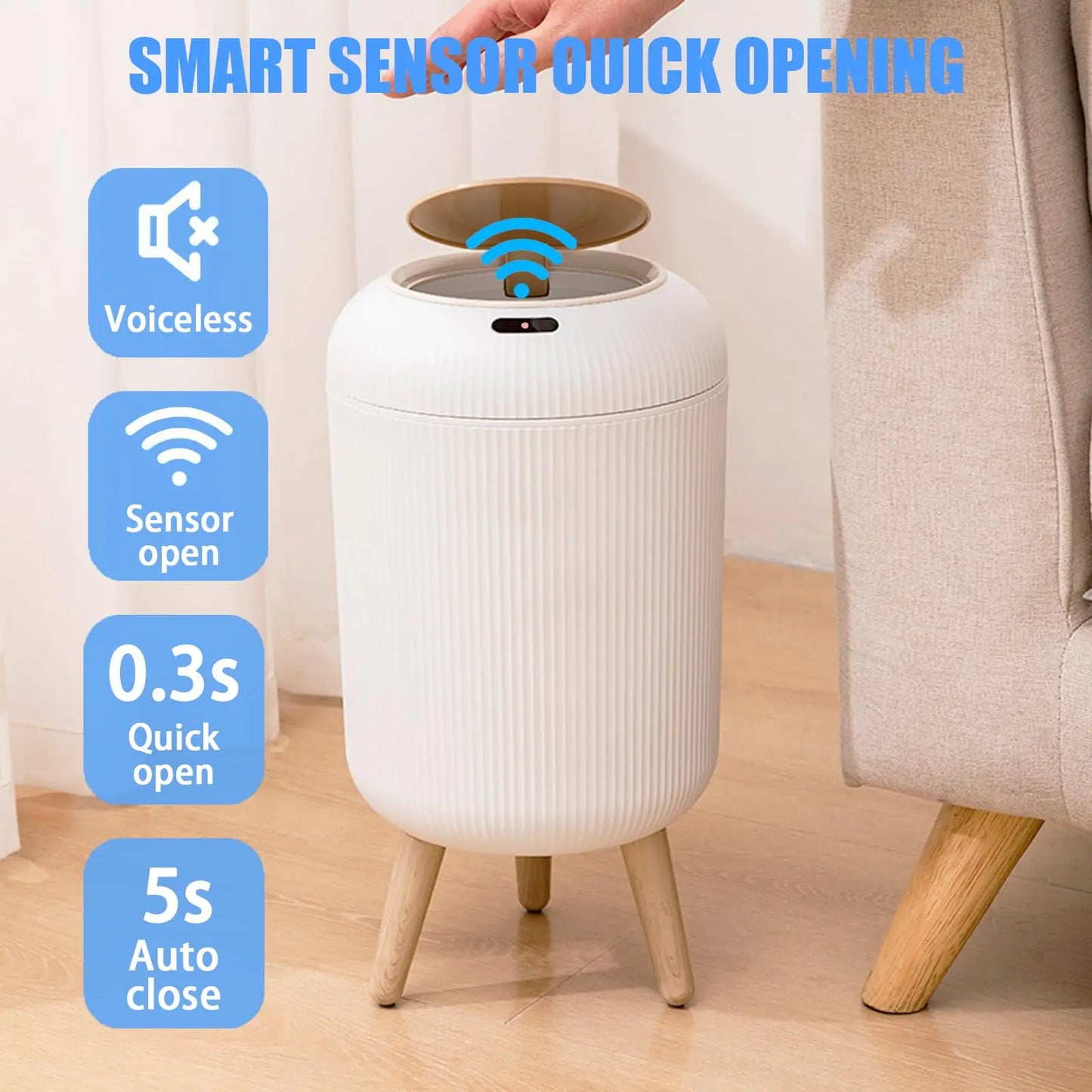 Smart Motion Sensor Trash Can – Automatic Bin for Kitchen & Bathroom