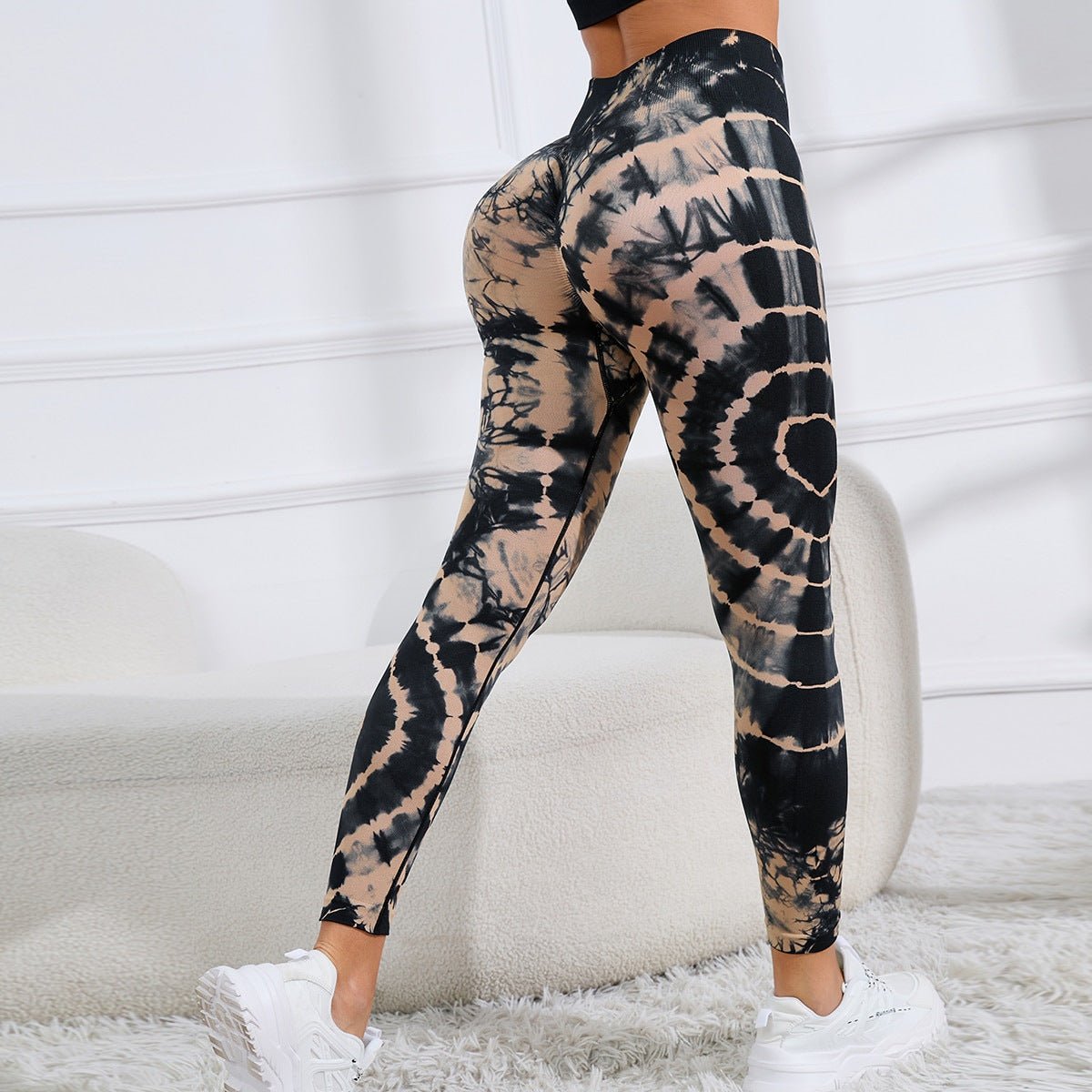 Stylish Women's Seamless Leggings, High Waist Tie Dye Printed, Hip Lifting for Fitness & Running