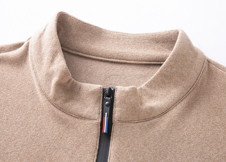 Men’s Velvet Long Sleeve T-Shirt – Stand Collar Pullover