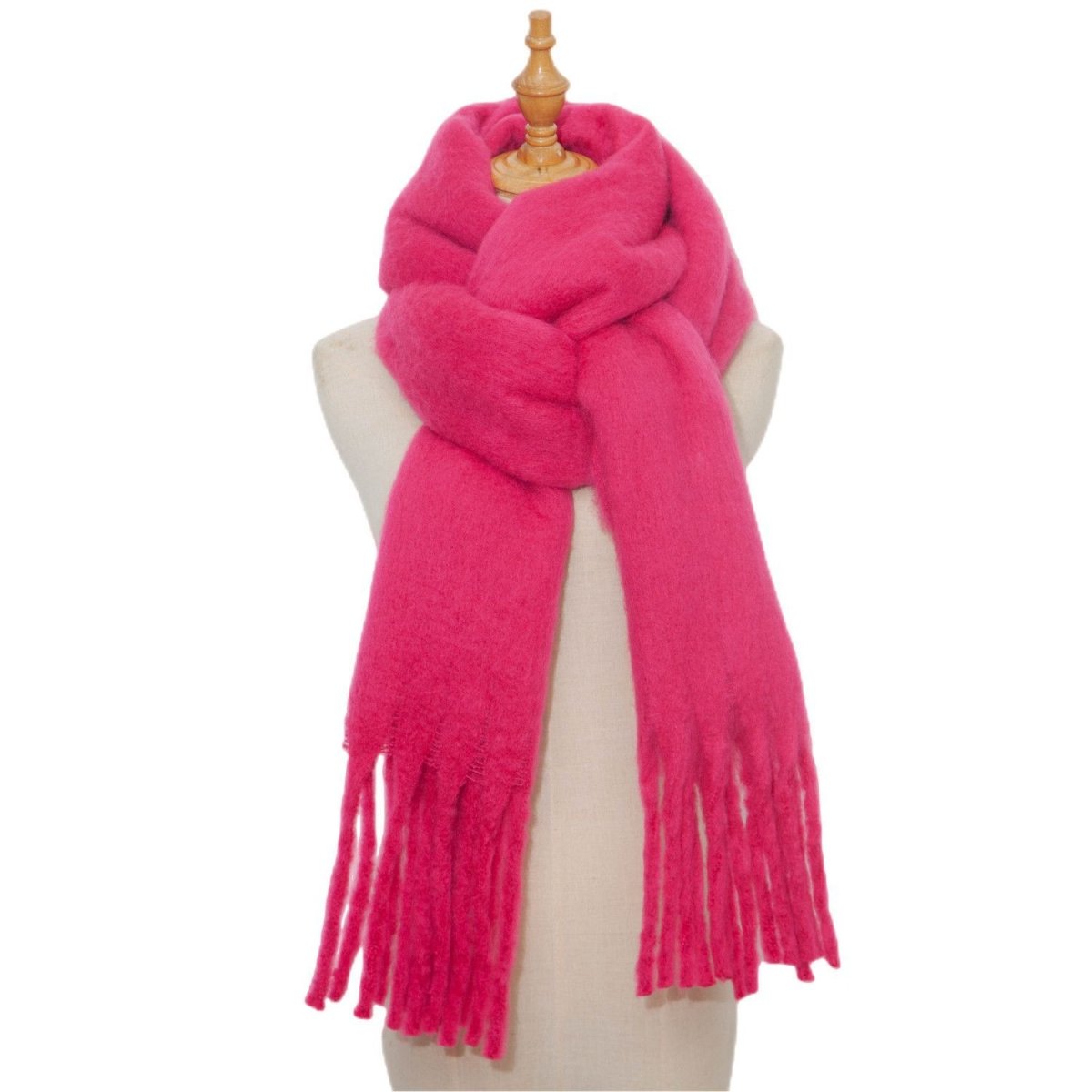 Thick Women's Scarf in Mohair Twist Braid, Stylish Plush Winter Accessory for Warmth and Elegance
